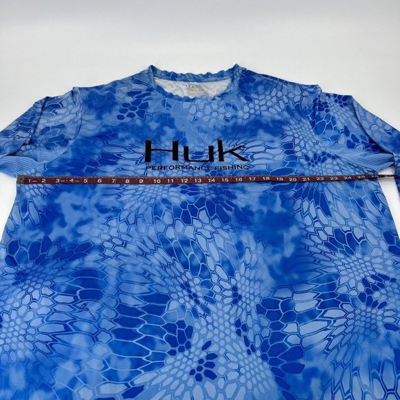 Huk Shirt Mens XXL Blue‎ Kryptex Long Sleeve Crew Neck Performance Fishing - Picture 11 of 12